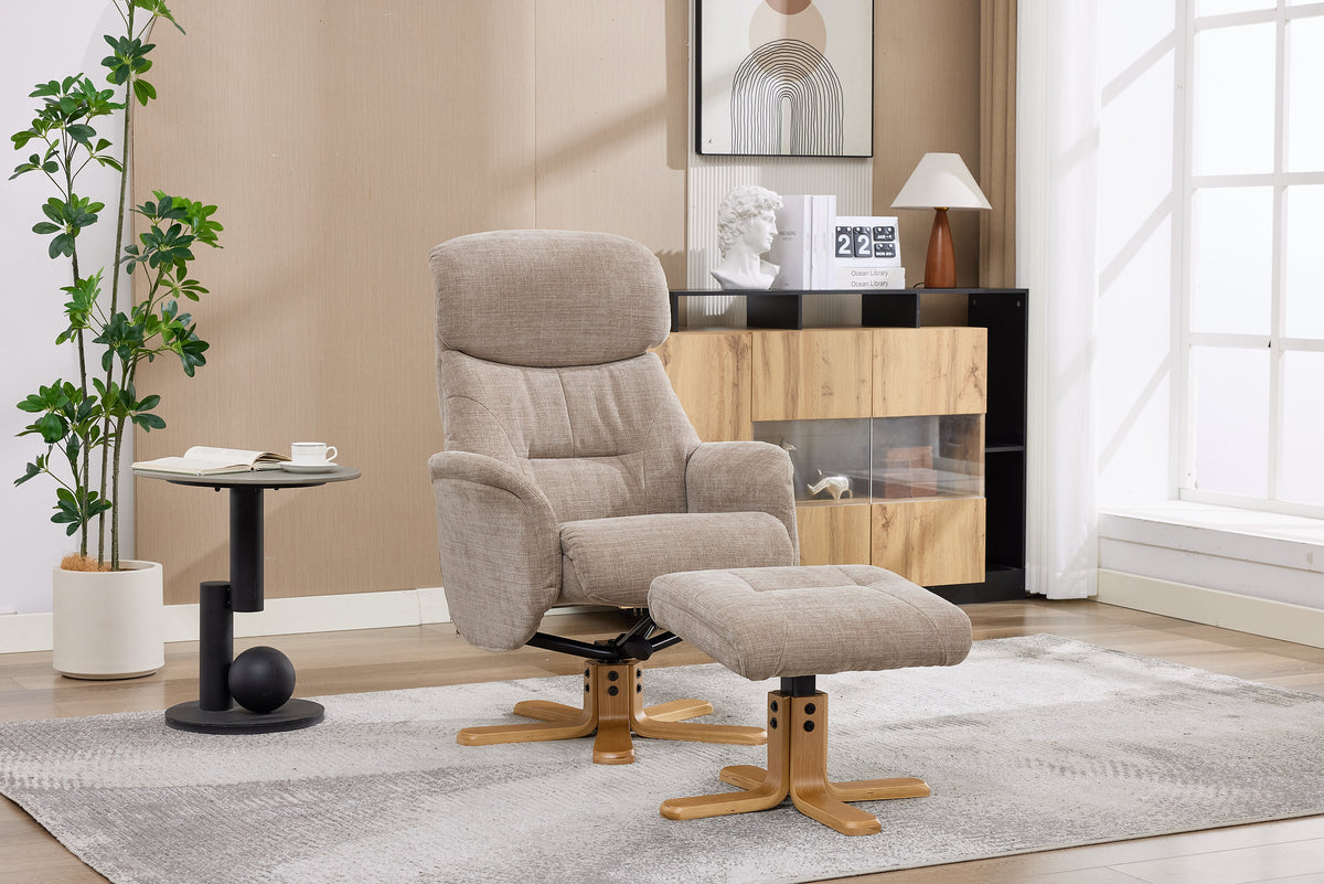 Eden Swivel Recliner - Sandrift Fabric