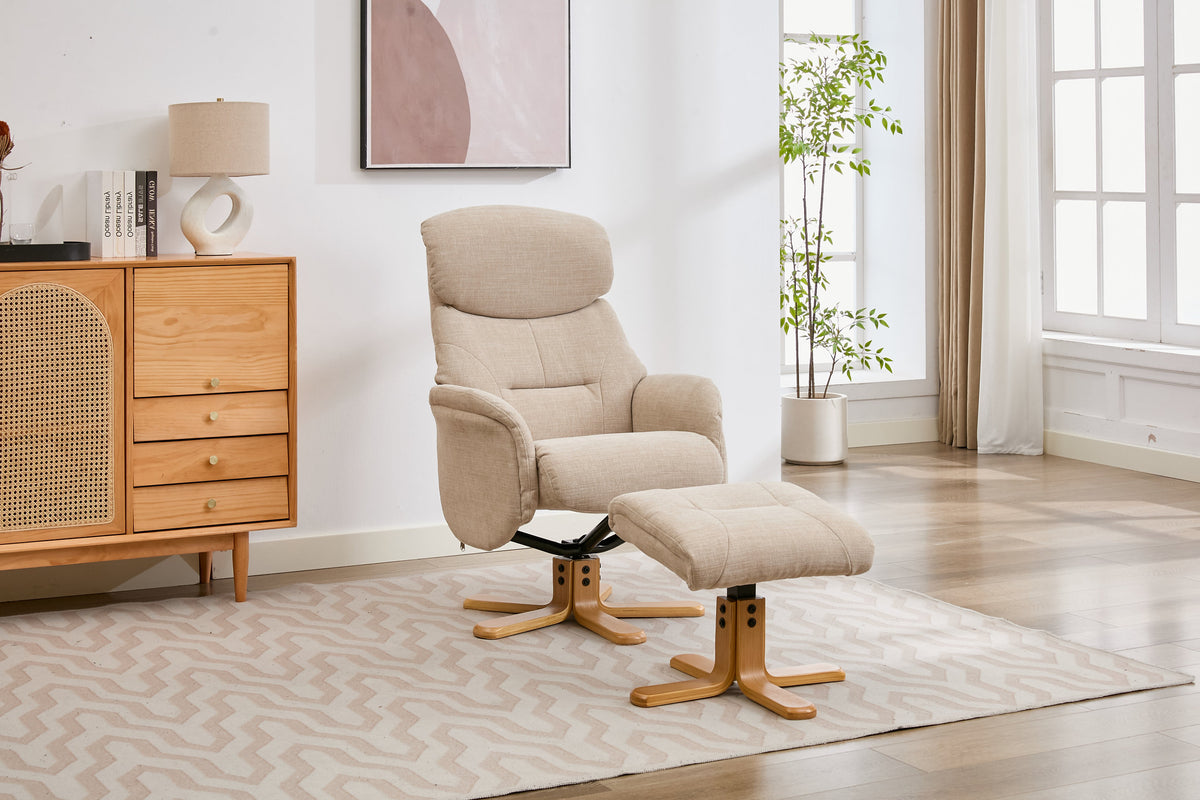 Eden Swivel Recliner - Seashell Fabric