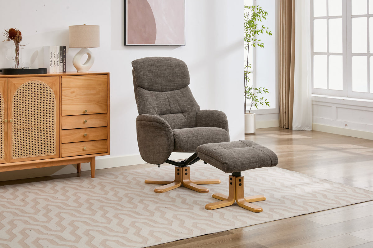 Eden Swivel Recliner - Thunder Fabric