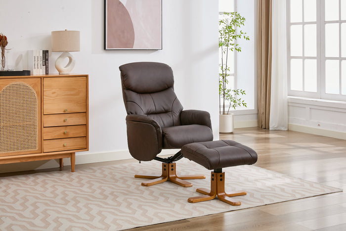 Eden Swivel Recliner - Russet Leather