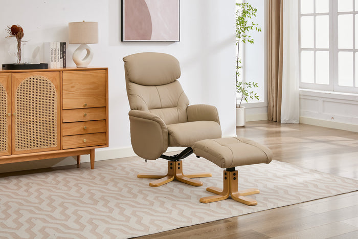 Eden Swivel Recliner - Pebble Leather