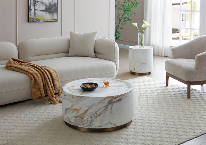 Florida Occasional Tables - Calcatta Marble/Brushed Antique Copper