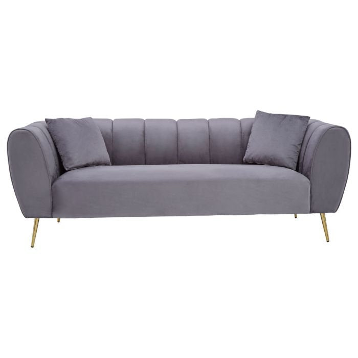 Florine 3 Seater Sofa - Grey Velvet