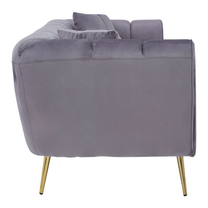 Florine 3 Seater Sofa - Grey Velvet