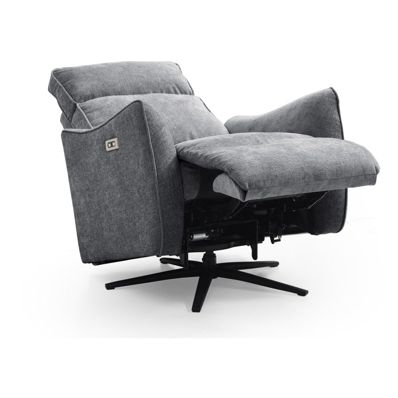 Finn Electric Recliner Swivel Chair - Grey
