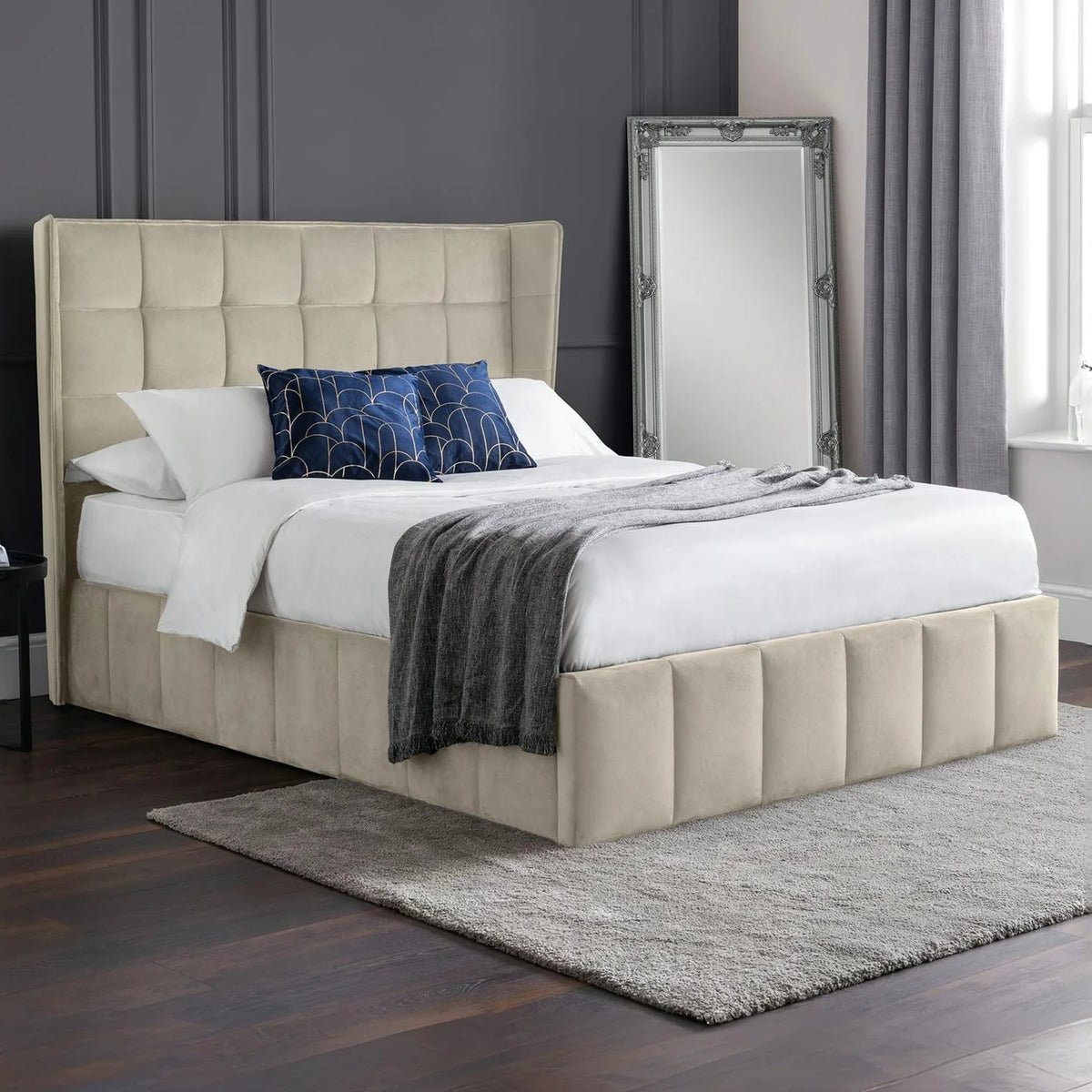Gatsby Storage Ottoman Bed - Cream Velvet