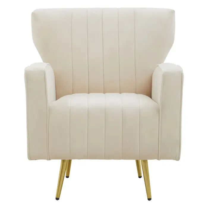 Hayley Velvet Armchair - Natural