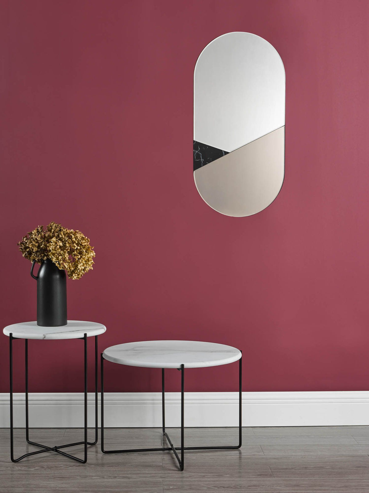 Jalisa Oval Mirror Rose Gold & Black 80cm x 40cm