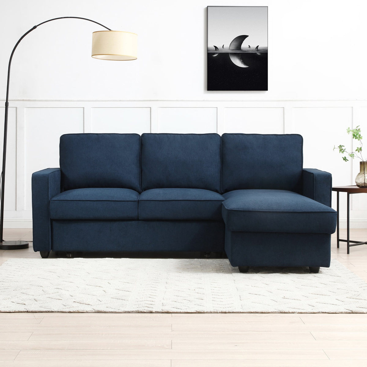 Myles Corner Sofa Bed - Blue