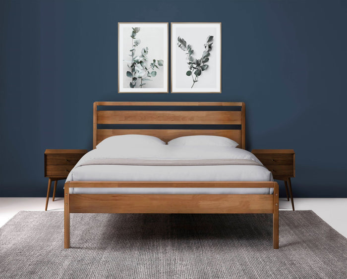 Skandi Mid Century Bed - Mid Oak