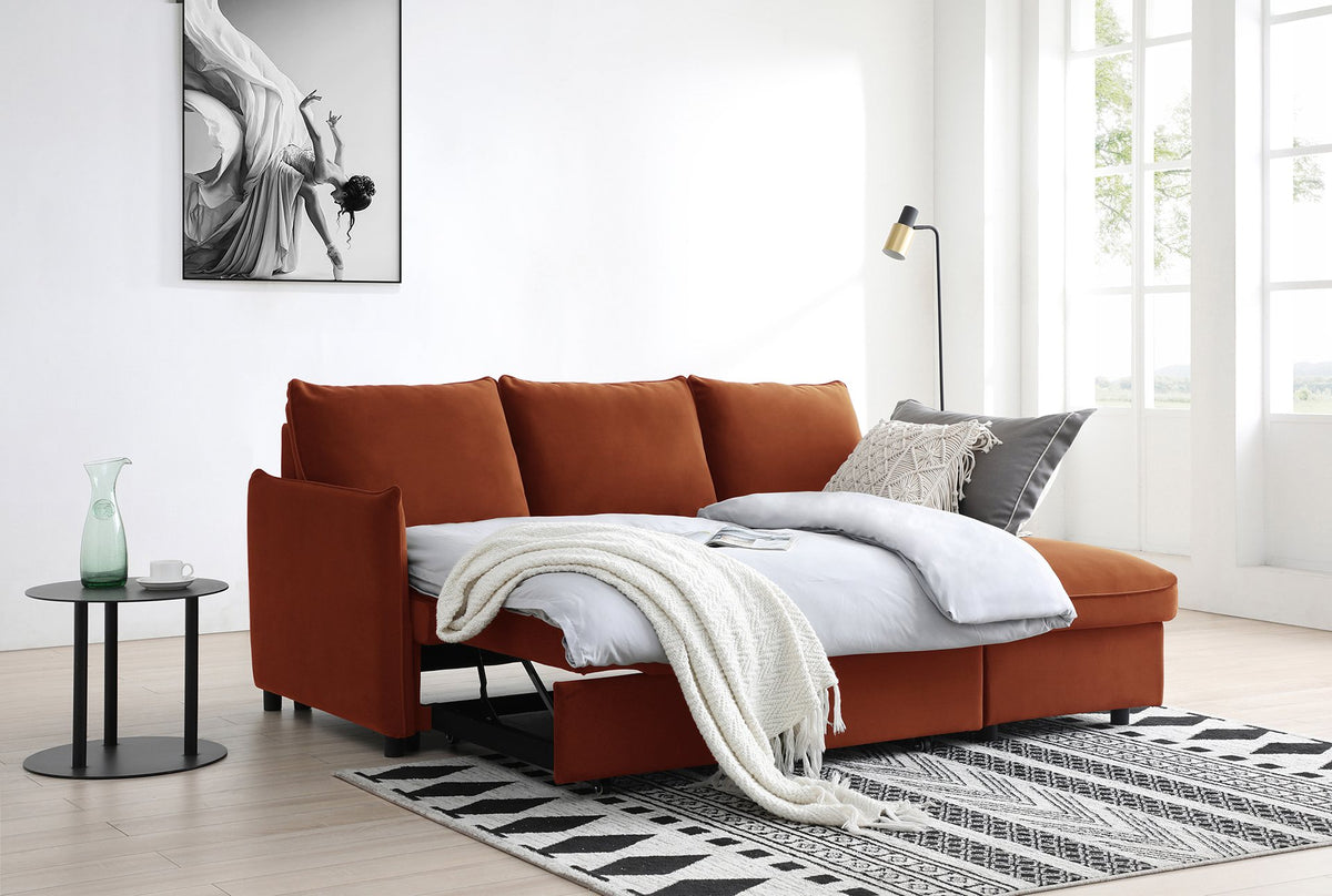 Blaire Sofa Bed Collection - Burnt Orange