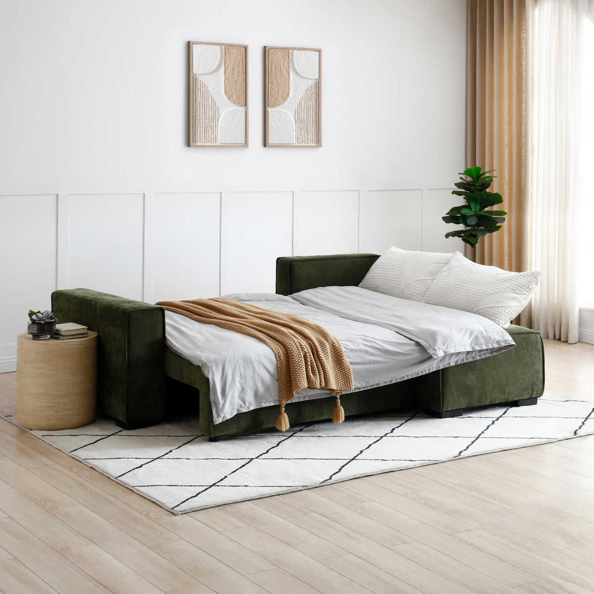 Harrison Corner Sofa Bed - Olive