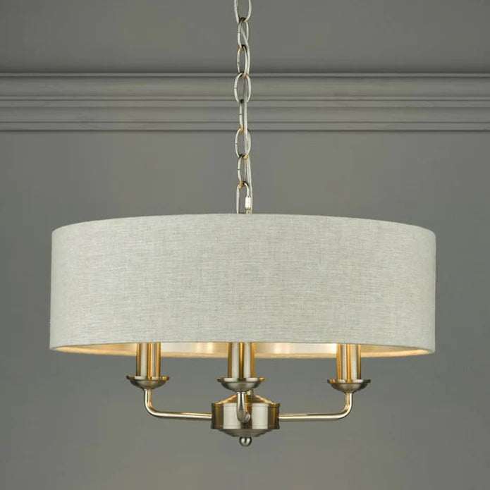 Laura Ashley - Sorrento Lighting Collection - Satin Nickel and Natural