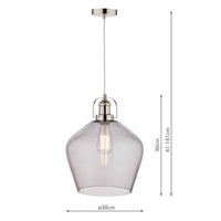 Laura Ashley - Rye 1 Light Pendant - Smoked Glass
