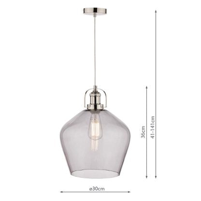 Laura Ashley - Rye 1 Light Pendant - Smoked Glass