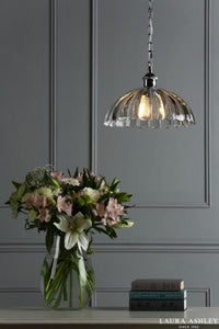 Laura Ashley - Salisbury 1 Light Pendant - Ribbed Clear Glass