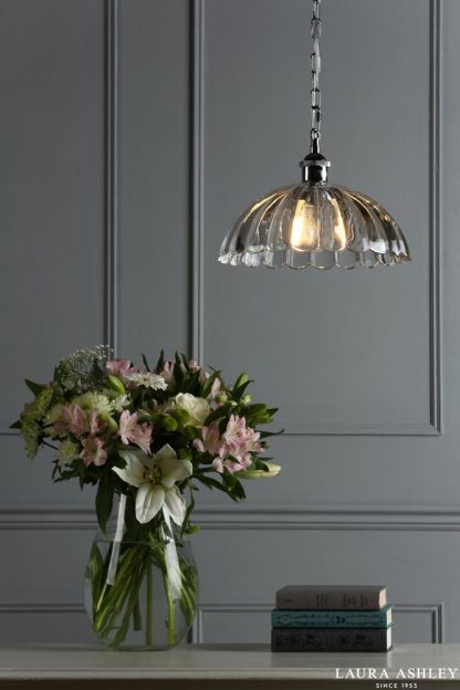 Laura Ashley - Salisbury 1 Light Pendant - Ribbed Clear Glass