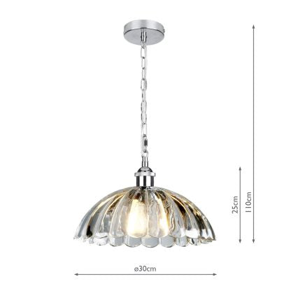 Laura Ashley - Salisbury 1 Light Pendant - Ribbed Clear Glass
