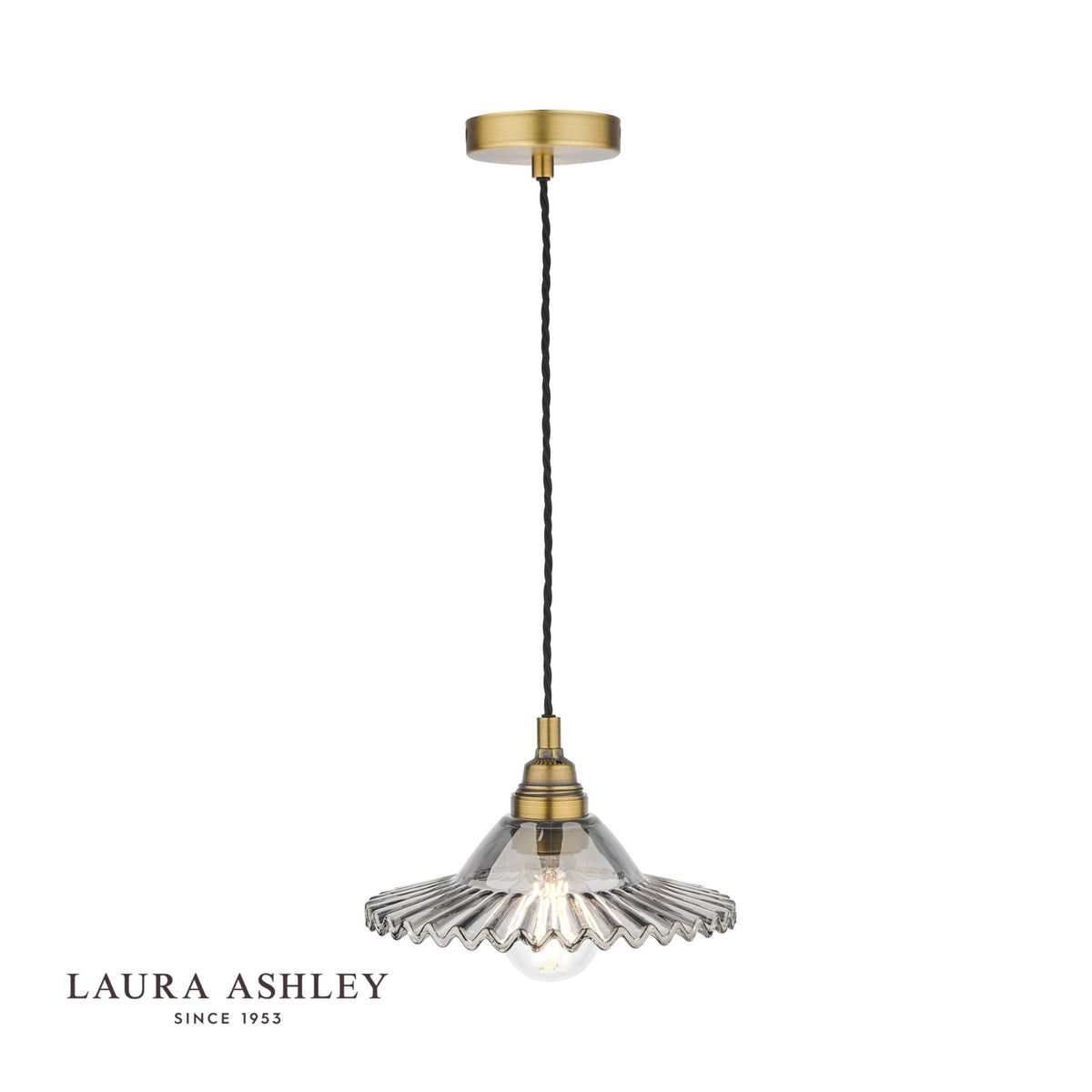 Laura Ashley - Pippa 1 Light Pendant - Smoked Glass