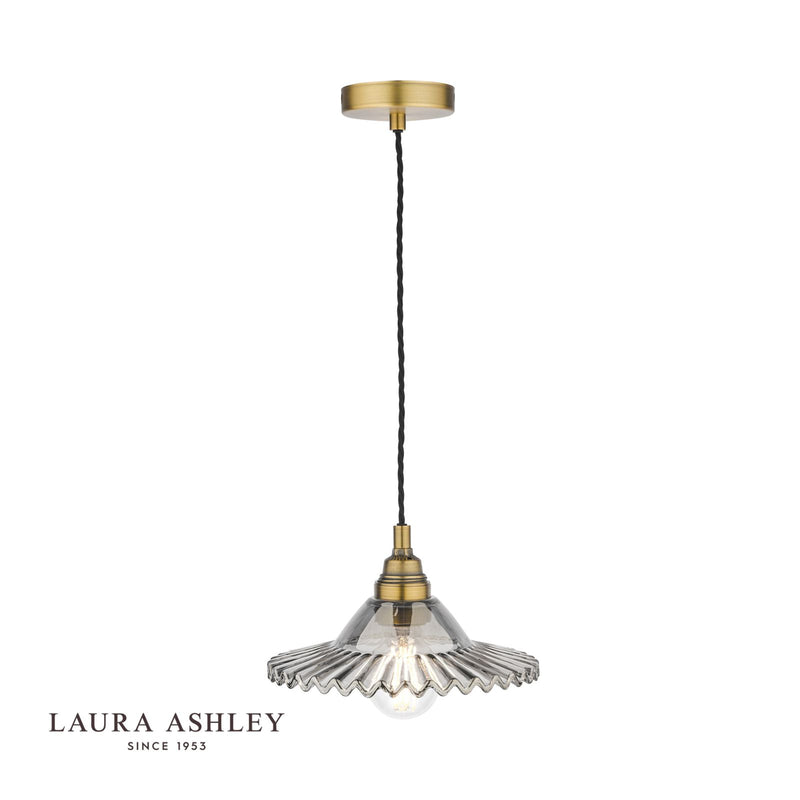 Laura Ashley - Pippa 1 Light Pendant - Smoked Glass