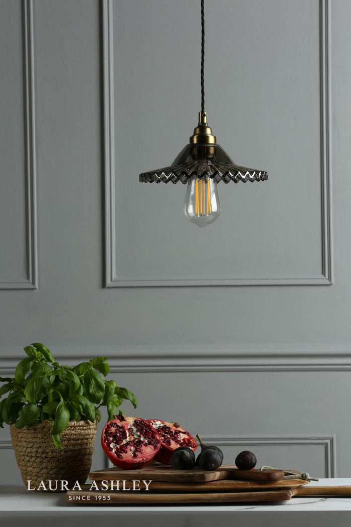 Laura Ashley - Pippa 1 Light Pendant - Smoked Glass