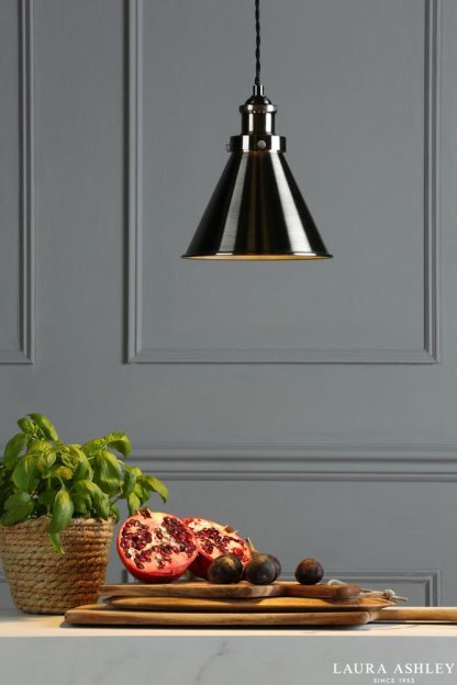 Laura Ashley - Rufus 1 Light Pendant - Industrial Nickel