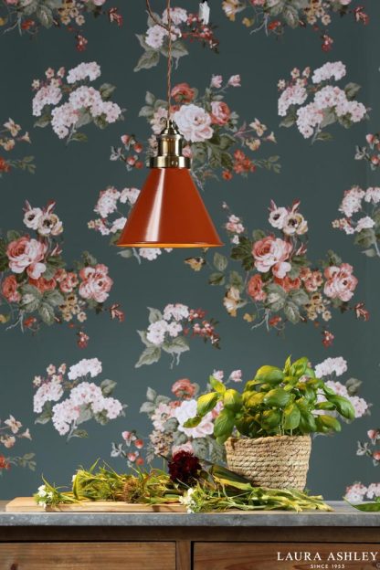 Laura Ashley - Rufus 1 Light Pendant - Painted Embers Orange