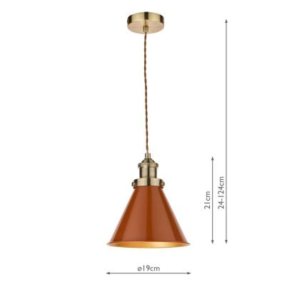 Laura Ashley - Rufus 1 Light Pendant - Painted Embers Orange
