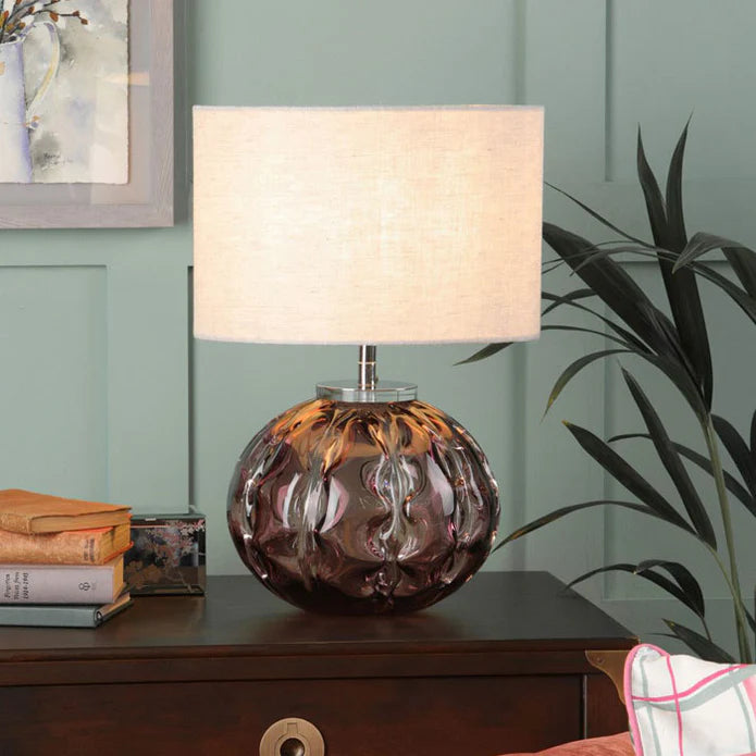 Laura Ashley - Elderdale Table Lamp - Polished Chrome and Pink Art Glass