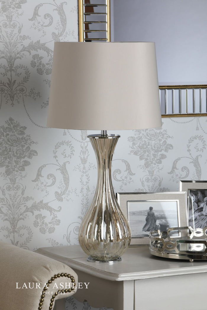 Laura Ashley - Nevern Table Lamp - Polished Chrome and Ribbed Glass