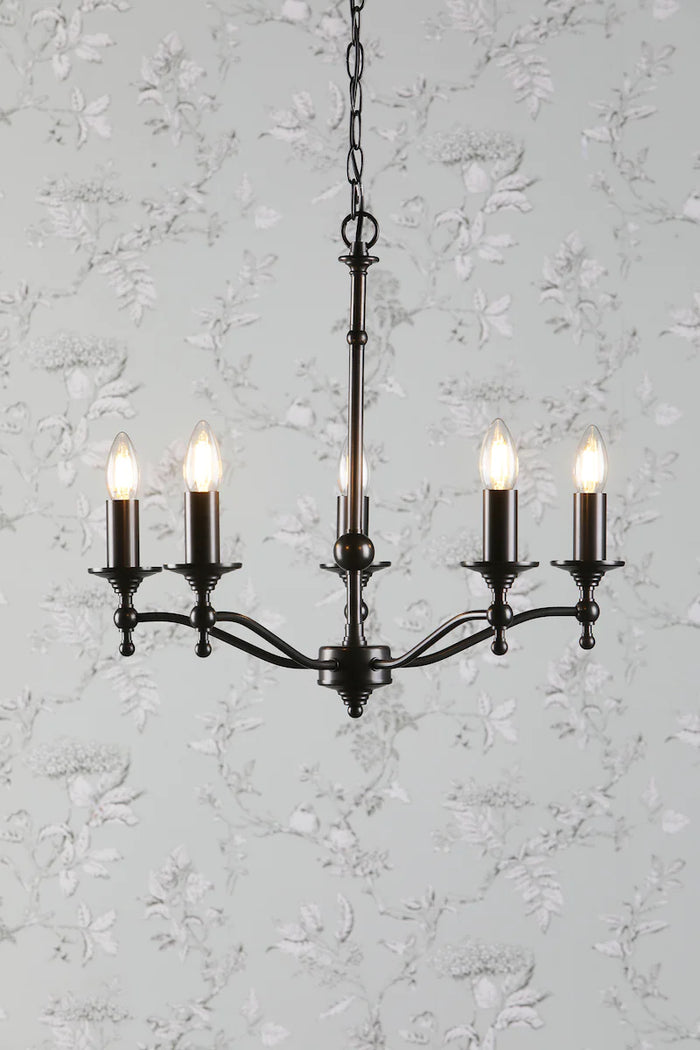 Laura Ashley - Ludchurch 5 Light Chandelier - Plated Black