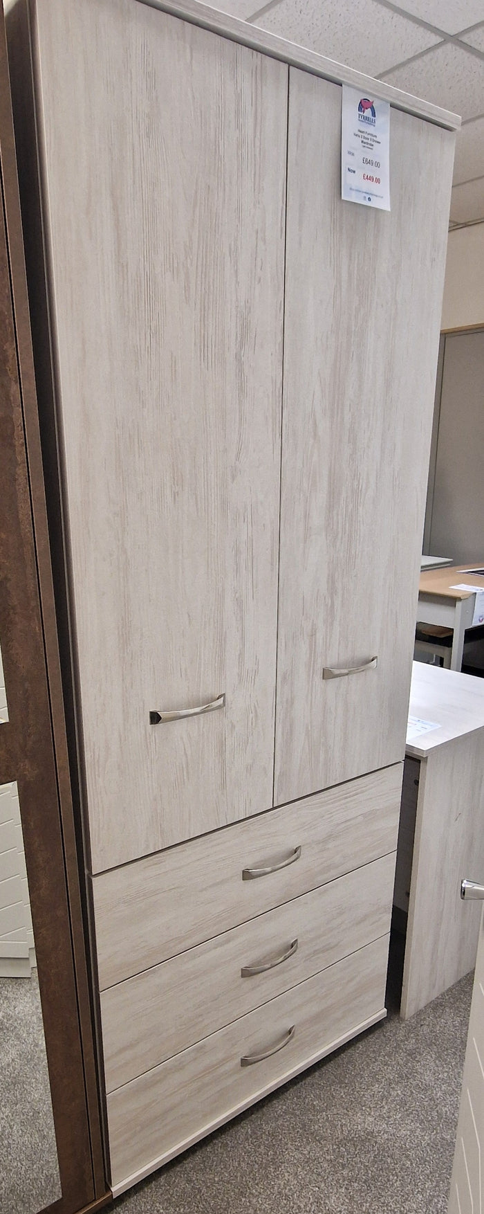 *CLEARANCE* Heart 2 Door 3 Drawer Wardobe - Light Artwood