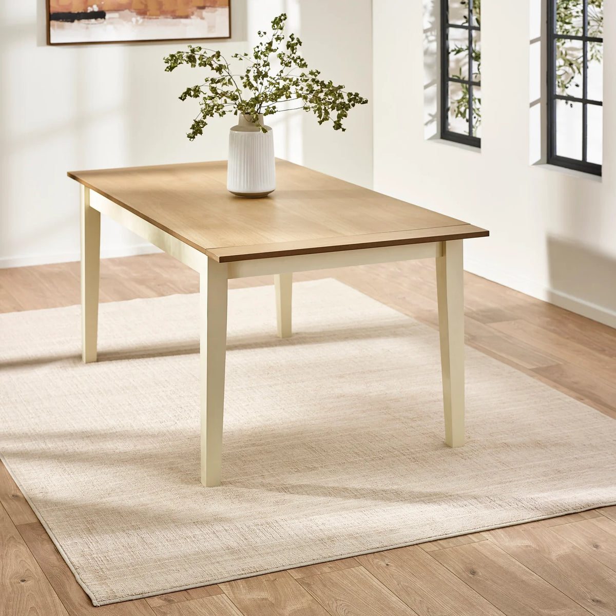 Larissa Lift Up Extension Dining Table - Natural/White