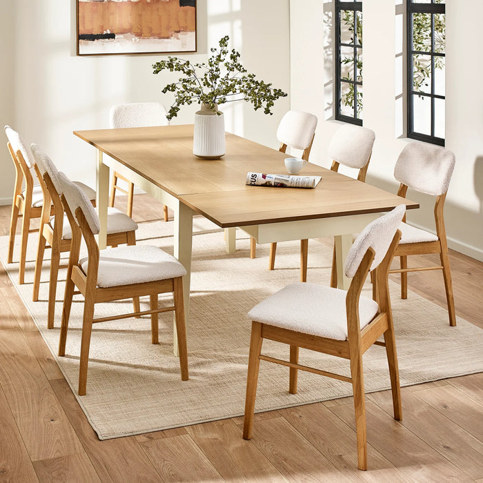 Larissa Lift Up Extension Dining Table - Natural/White