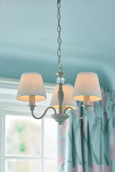 Laura Ashley - Ellis 3 Light Chandelier - Satin Painted Cream