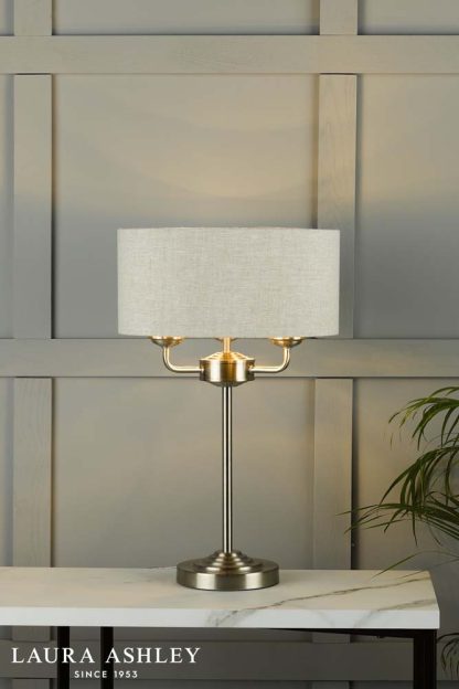 Laura Ashley - Sorrento Lighting Collection - Satin Nickel and Natural
