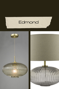 Edmond Lighting Collection - Smoked Glass/Antique Brass
