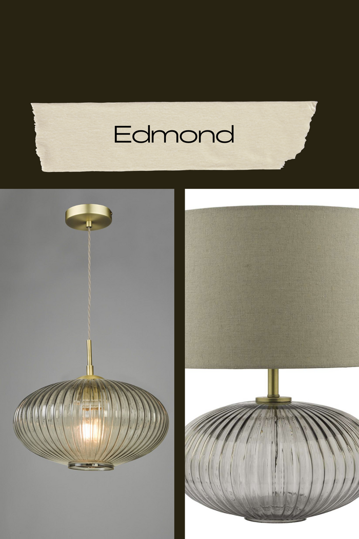 Edmond Lighting Collection - Smoked Glass/Antique Brass