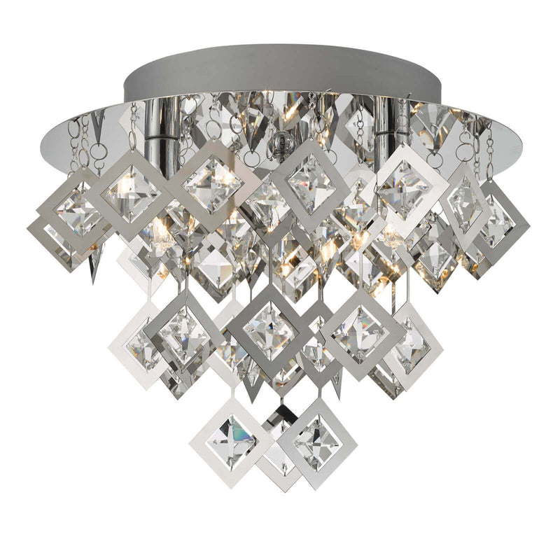 Leon 3 Light Flush Pendant - Polished Chrome/Clear Glass