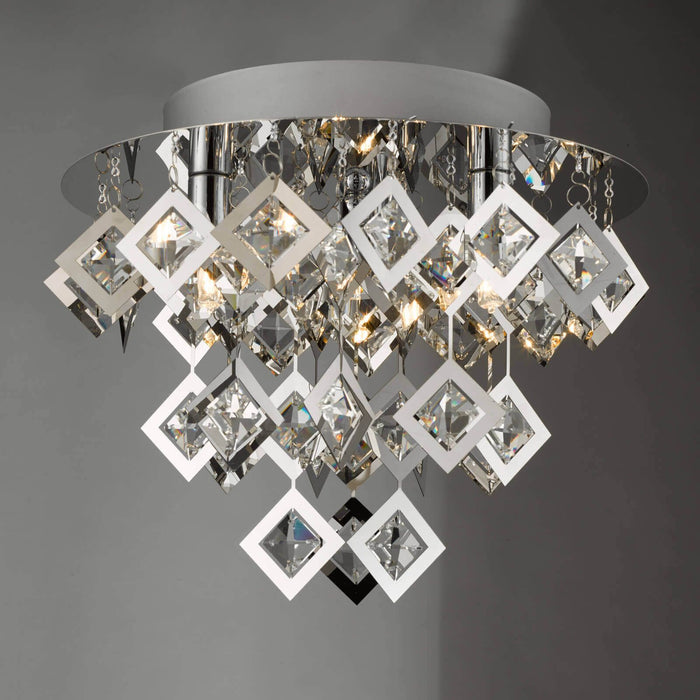 Leon 3 Light Flush Pendant - Polished Chrome/Clear Glass