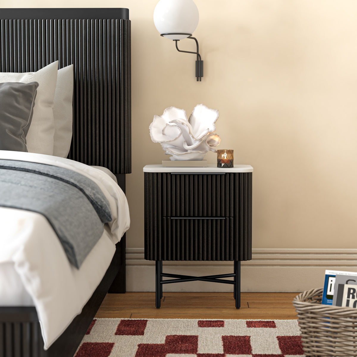 Luna Bedroom Collection - Marble/Black