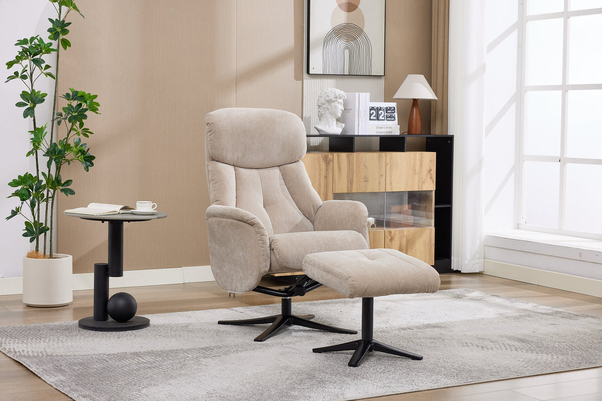 Lucia Swivel Recliner - Mushroom Fabric