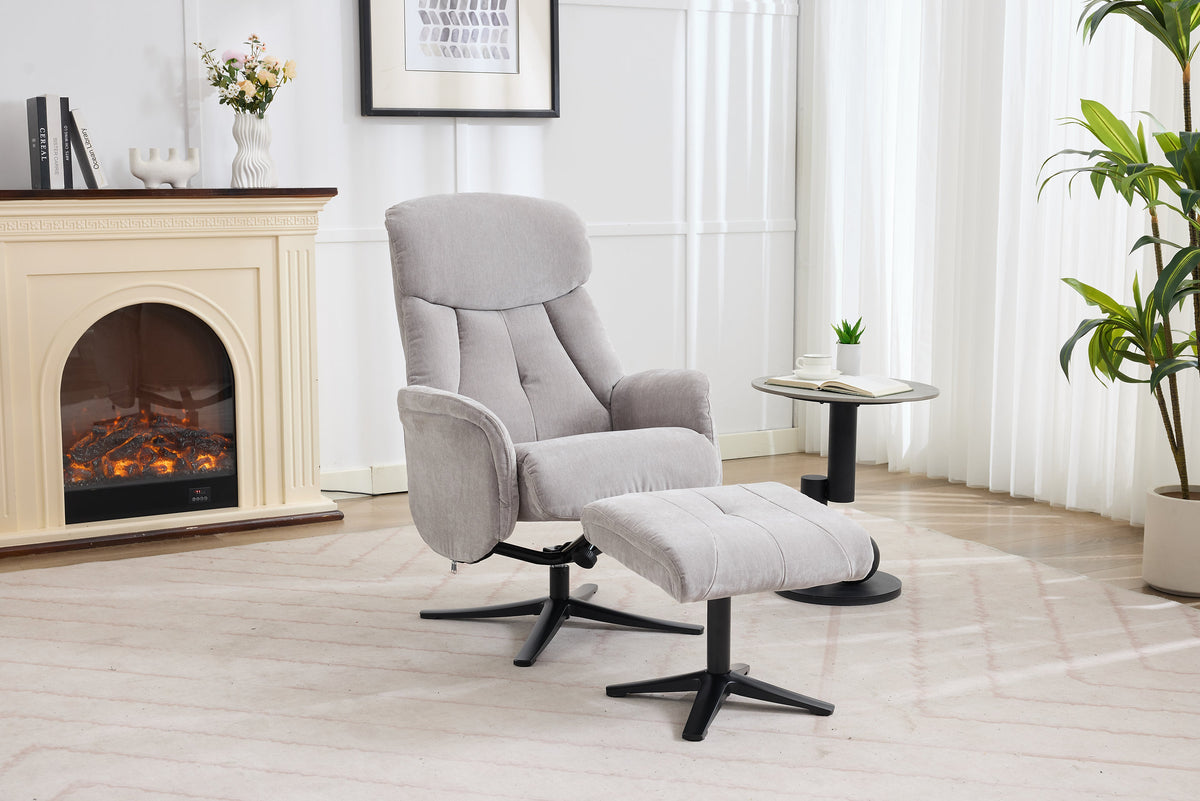 Lucia Swivel Recliner - Grey Mist Fabric
