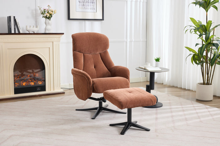 Lucia Swivel Recliner - Caramel Fabric