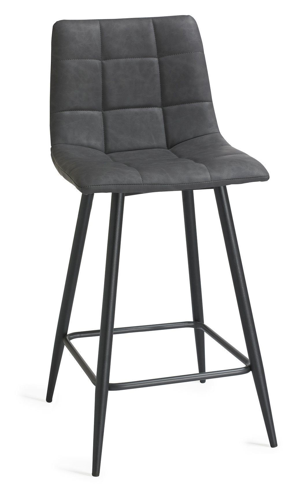 Mondrian Bar Stool (pair) - Dark Grey Faux Leather