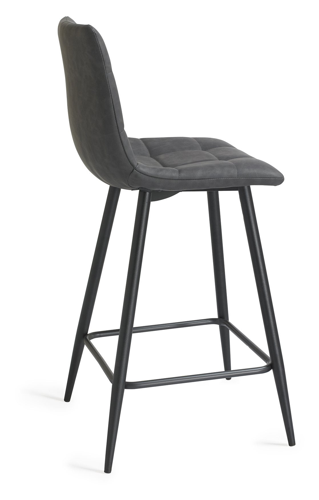Mondrian Bar Stool (pair) - Dark Grey Faux Leather