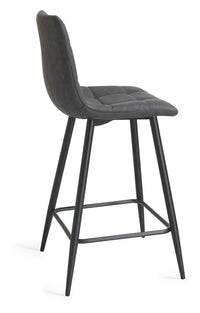 Mondrian Bar Stool (pair) - Dark Grey Faux Leather