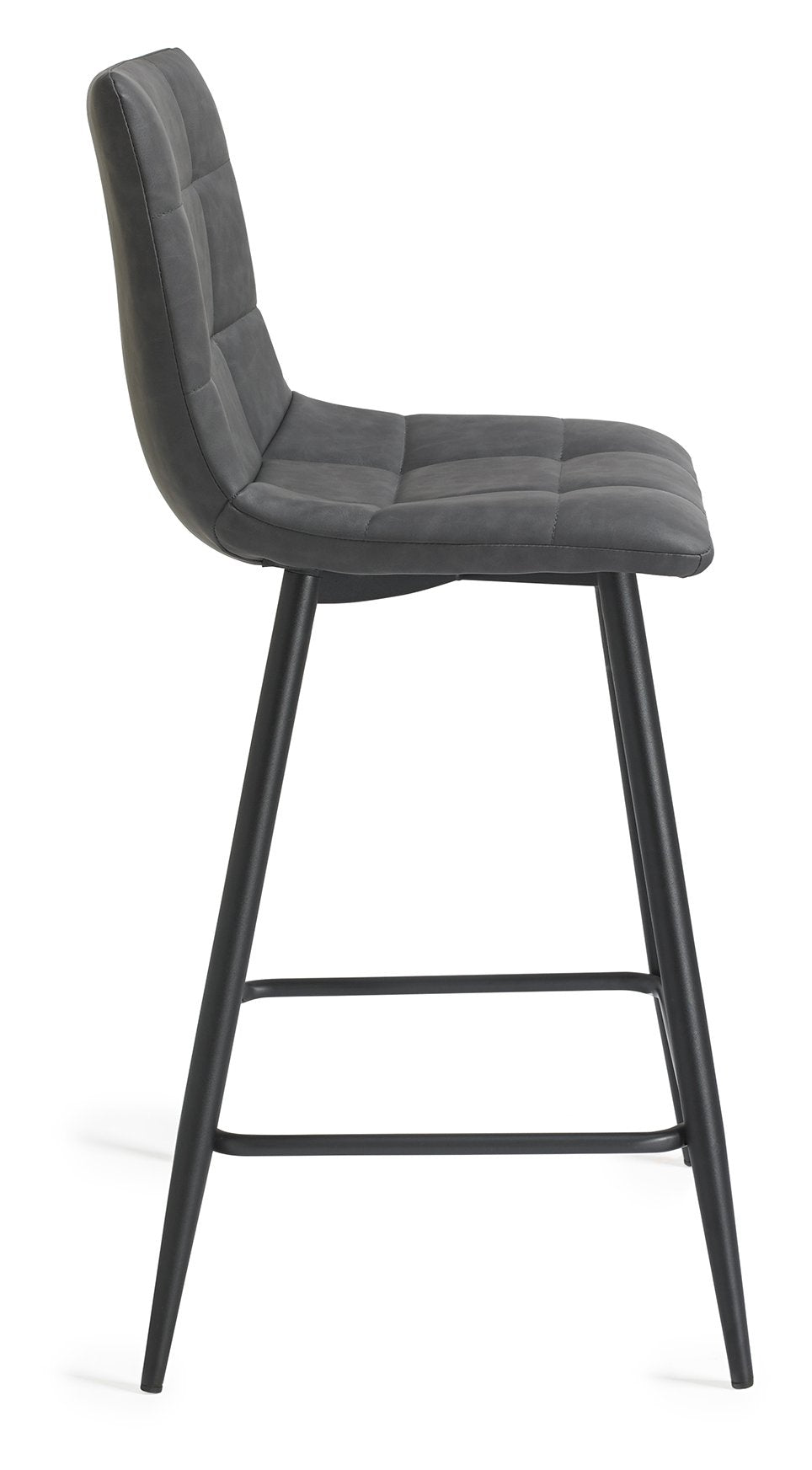 Mondrian Bar Stool (pair) - Dark Grey Faux Leather