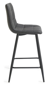 Mondrian Bar Stool (pair) - Dark Grey Faux Leather