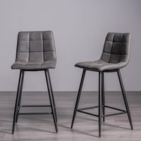 Mondrian Bar Stool (pair) - Dark Grey Faux Leather